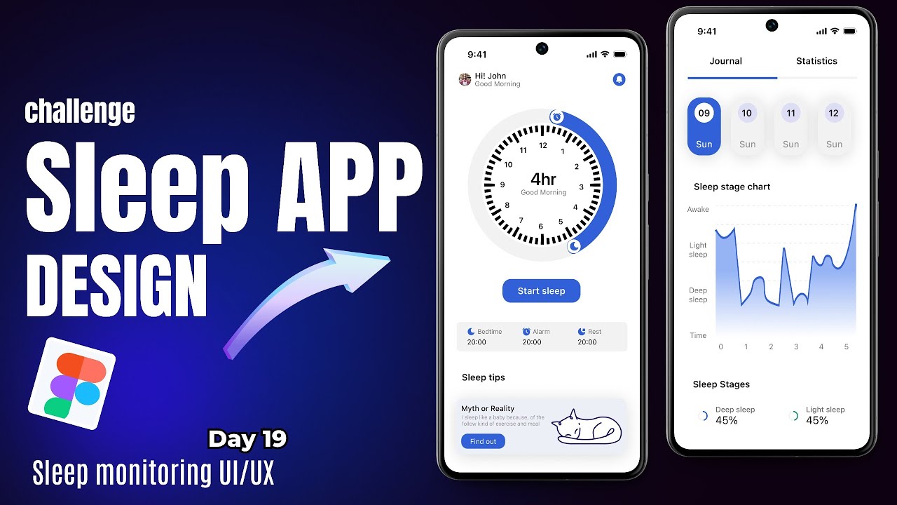 #19. Sleep Tracker App Design Tutorial | UI/UX design challenge