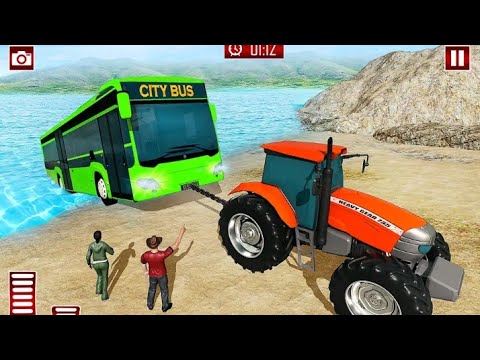 Chained Tractor Towing Rescue Gameplay : Android Games : Bus Simulator 18🚜