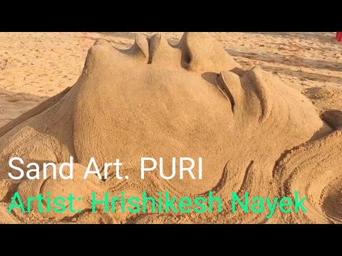 Sand Art On Beach. Artist Hrishikesh Nayek. Sand Art Puri Beach. Sand Art Video.  @saradamaa 