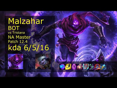 Malzahar Bot & Leona vs Tristana & Brand - NA 6/5/16 Patch 12.4 Gameplay