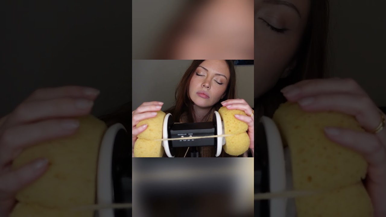 Satisfying 3dio Sponge Sounds: Squishing And Scratching For Asmr #relax #asmrearmassage #shorts
