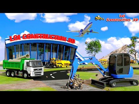 Excavator & Dump Truck Build Massive Airport Runway | Construction Animated