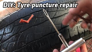 DIY: screw / nail puncture fix at home using a tyre plug kit,