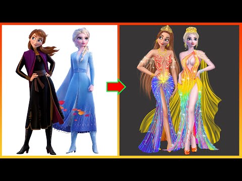 FROZEN: Elsa Anna TRANSFORMATION - Disney Princesses SWITCH UP Fashion Compilation