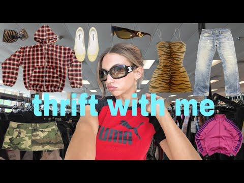 THRIFT WITH ME + TRY ON ( early 00s, messy chic, vintage activewear, 90s + more)