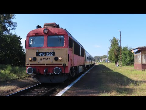 Hungary: MAV Class 418 (M41) diesel no. 418332 leaves Aradv&aacute;nypuszta with a service to Fehergyarmat