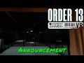 Order 13 VR — Announcement