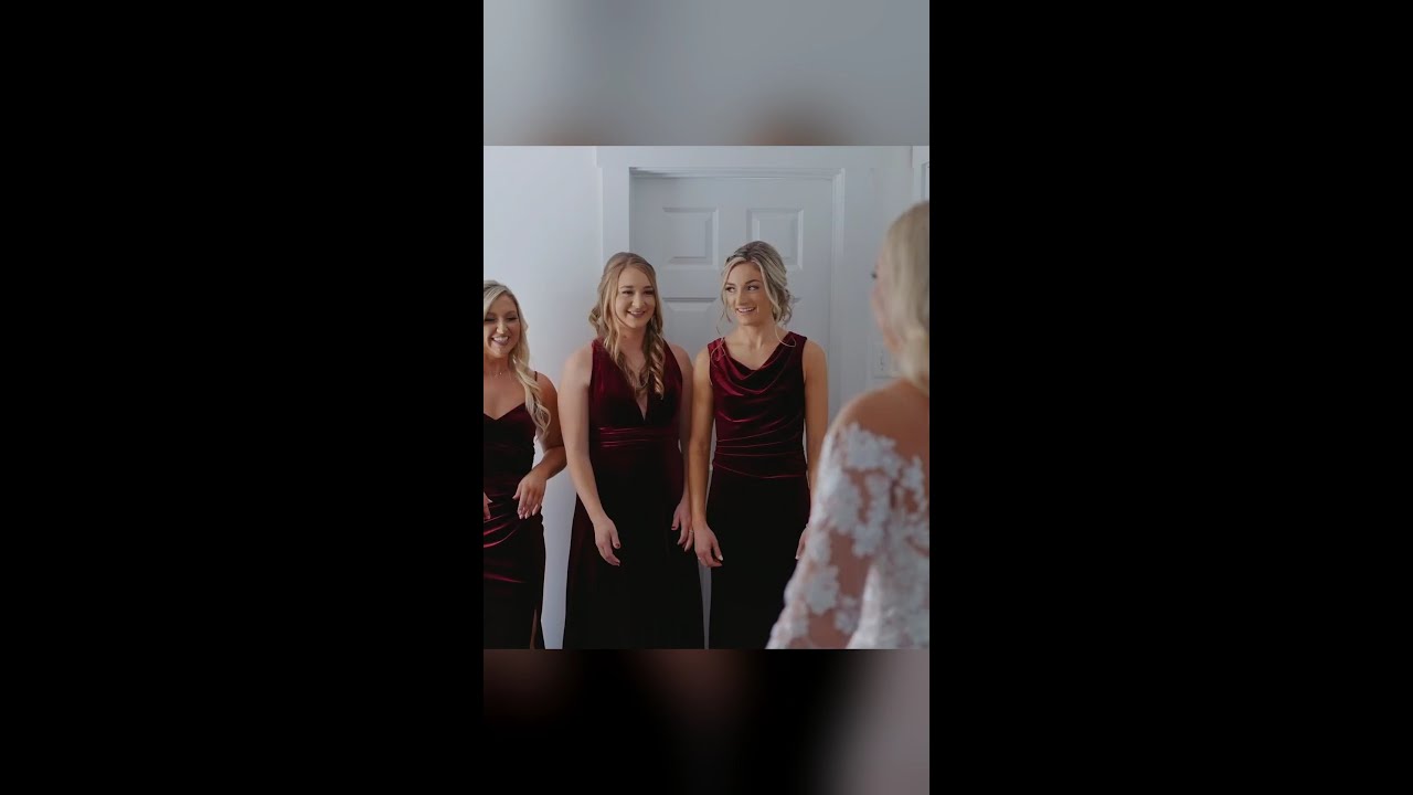 First look with her bridesmaids!