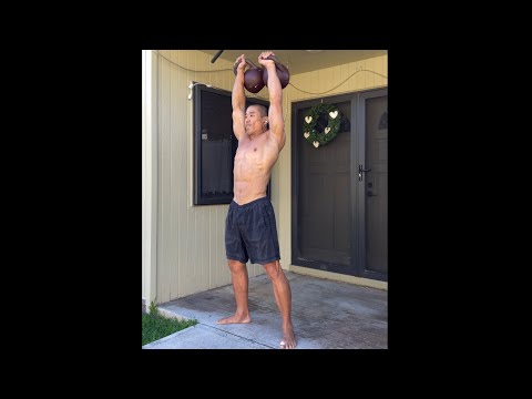 Day 222 FitPro Hawaii Workout - Double 32 kg. Kettlebell Thrusters - December 22, 2020 11:48 am.