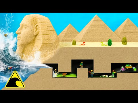 The Great Sphinx of Giza & Pyramid Hit By TSUNAMI | Lego Flood Disaster | Dam Breach Experiment