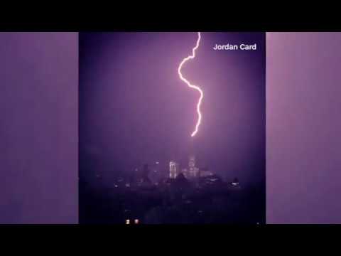 On-lookers Shriek as Lightning Strikes NYC's Freedom Tower