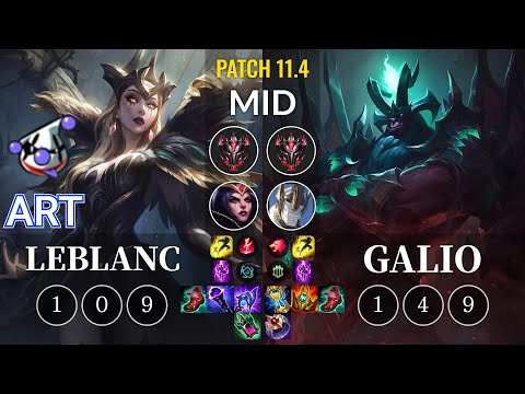 RJ Art LeBlanc vs Galio Mid - KR Patch 11.4