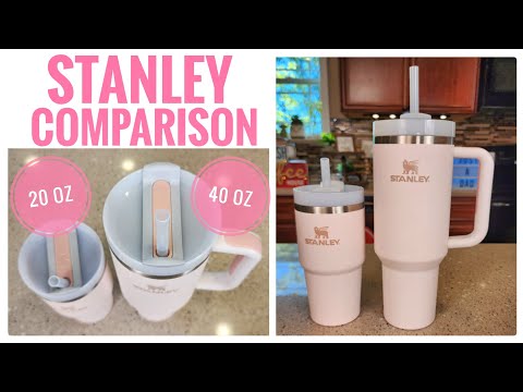 Stanley 40 oz vs 20 oz Quencher H2.0 FlowState Water Bottle Tumbler Comparison Rose Quartz