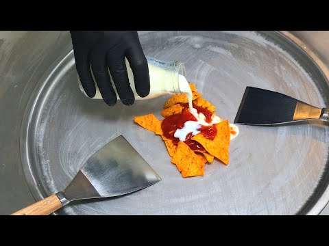 Mexican Salsa Ice Cream Rolls | how to make hot Ice Cream with Nachos & Salsa Sauce - Taco Ice Cream