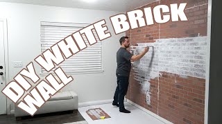WE DID IT! WHITEWASHING OUR FAUX BRICK ACCENT WALL