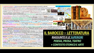 Il BAROCCO in LETTERATURA riassunto semplice e completo per le Superiori