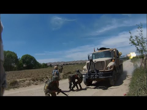 US Army Helmet Cam Afghanistan War Combat Footage, Joint Patrol with ANA, AUP, ABP Part 3
