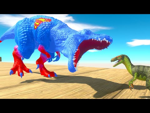 SUPERMAN T-REX vs CAPTAIN AMERICA BRACHIOSAURUS DEATH RUN - Animal Revolt Battle Simulator