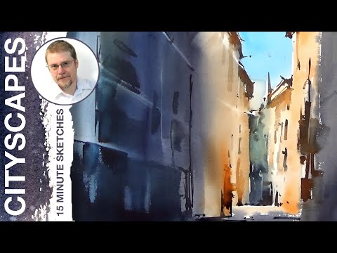 #120 Todos os caminhos levam a Roma: esboço das ruas estreitas da Itália (Tutorial de paisagem urbana em aquarela)