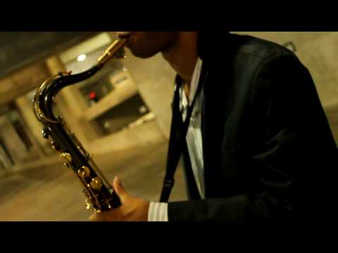 Cameron Ross Playing Saxophone during a photo shoot