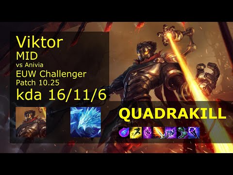 Viktor vs Anivia Mid - EUW Challenger 16/11/6 Patch 10.25 Gameplay