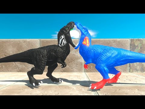 SUPERMAN VS DARK SUPERMAN T REX DEATH RUN - Animal Revolt Battle Simulator