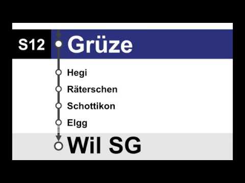ZVV Ansagen - S12 Brugg – Zürich HB – Winterthur – Wil SG (Teilstrecke W-WIL)