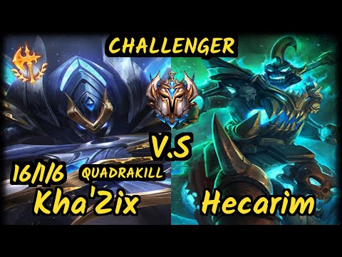 CNB Hy0g4 (KHA'ZIX) vs HECARIM - QUADRAKILL 16/1/6 KDA JUNGLE CHALLENGER GAMEPLAY - BR