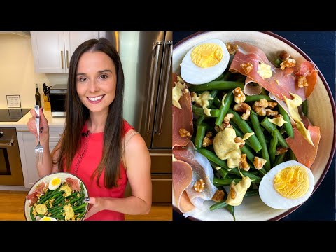 Garlic Dijon Green Bean Salad with Prosciutto and Hard Boiled Egg