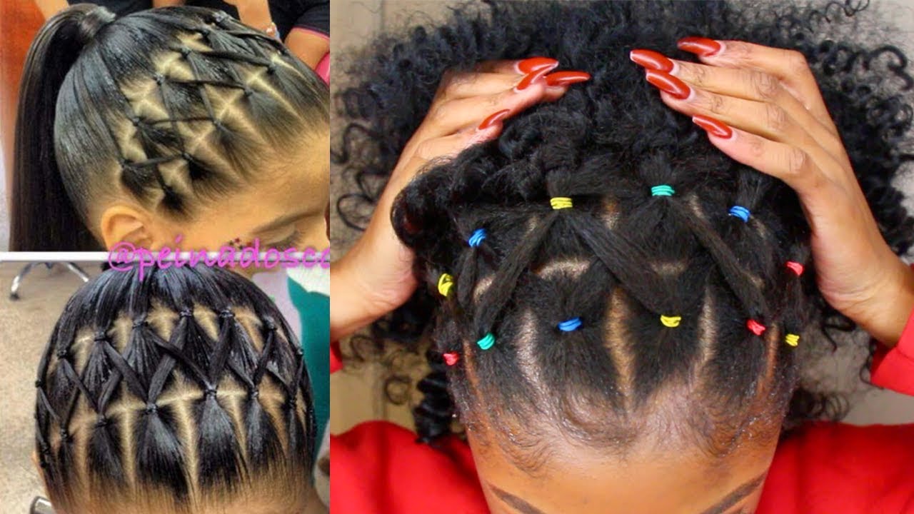 Pintrest Rainbow Rubber Band Braidless Crochet Half Up Half Down