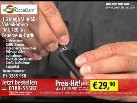 OctaCam 1,3 Mega Mini-SD-Videokamera "MC-720" in Feuerzeug-Optik