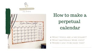 How to make a Perpetual Calendar | Dry Erase Board