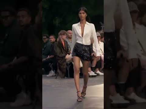 Ashley Radjarame walking for AMI ss2023 #rampwalk #fashionshow #supermodel