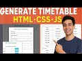 Create Automatic TimeTable Generator Using HTML CSS JavaScript Demo