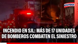 🔴🔵 Incendio en SJL: más de 17 unidades de bomberos combaten el fuego en Canto Grande