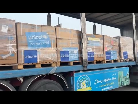 Aid trucks enter the Gaza Strip via Rafah, heading to Kerem Shalom for Israeli inspection