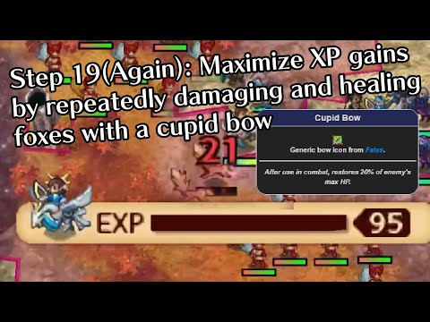 Conquest Step 19(Again): Maximize XP gains by repeatedly damaging and healing foxes with a cupid bow