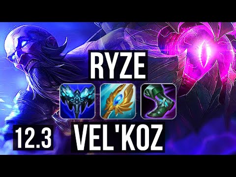 RYZE vs VEL'KOZ (MID) | Rank 3 Ryze, 9/2/8, Godlike | TR Master | 12.3
