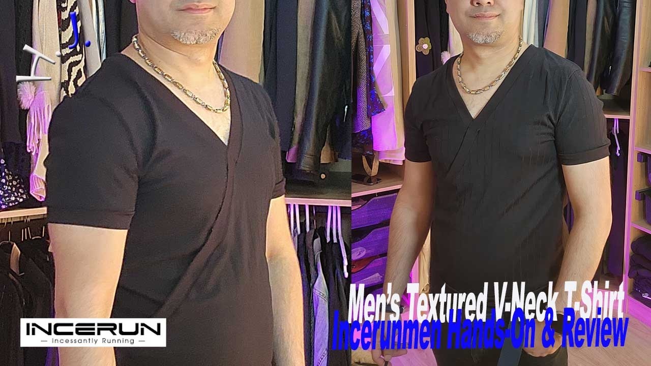 Men’s Textured V Neck T Shirt 👕 Incerunmen Hands On & Review