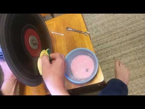 Vinyl record light scratch repair polish clean buff. LOW SPEED ONLY for safety