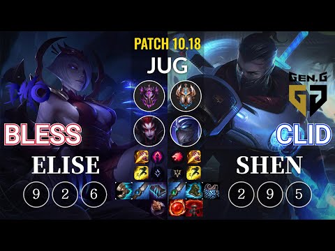 DMO bless Elise vs GEN Clid Shen Jungle - KR Patch 10.18
