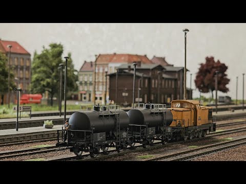 H0 Neustadt Anlage - Güterzugfahrt und längere Rangierfahrt in das Bahnbetriebswerk