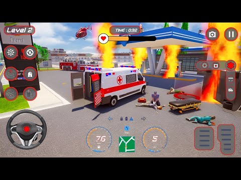 Ambulance Van Emergency Driving 2024 - 911 Helicopter Rescue Flight Simulator - Android Gameplay