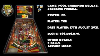 Pool Champion Deluxe - Zaccaria Pinball - Arcade mode, 3 balls - 296,546,970 points.