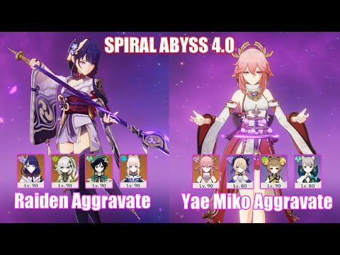 C0 Raiden Aggravate & C0 Yae Miko Aggravate | Spiral Abyss 4.0 | Genshin Impact