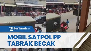 Viral Detik-detik Mobil Satpol PP Menabrak Becak di Pasar Klewer Solo, Becak Tampak Seketika Rusak