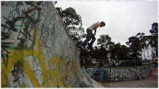 preview picture of video 'Massive Unicycle Drop in at the Skate Park'