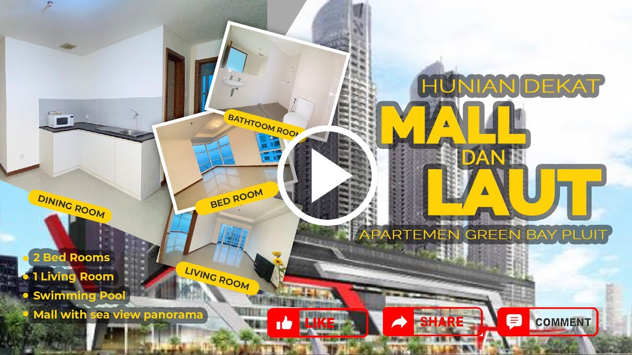 Condominium Green Bay Pluit 2BR Seaview Near Baywalk Mall & Pluit Village, Facilities: 24-Hour Security, Lobby and Reception, Building Maintenance, Swimming Pool, Sports Area (Gym and Court), Garden, Kids Playground, Park.