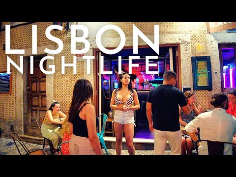 Vida noturna em Lisboa Portugal: passeio a pé BAIRRO ALTO Lisboa 2022, Night Walk
