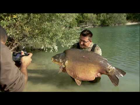 Carp fishing in France at Gigantica; Danny Fairbrass lands the 72lb monster carp - the Giant